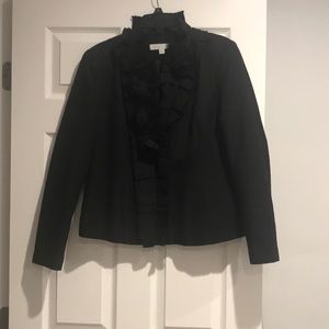 Black tweed blazer with rose detailing